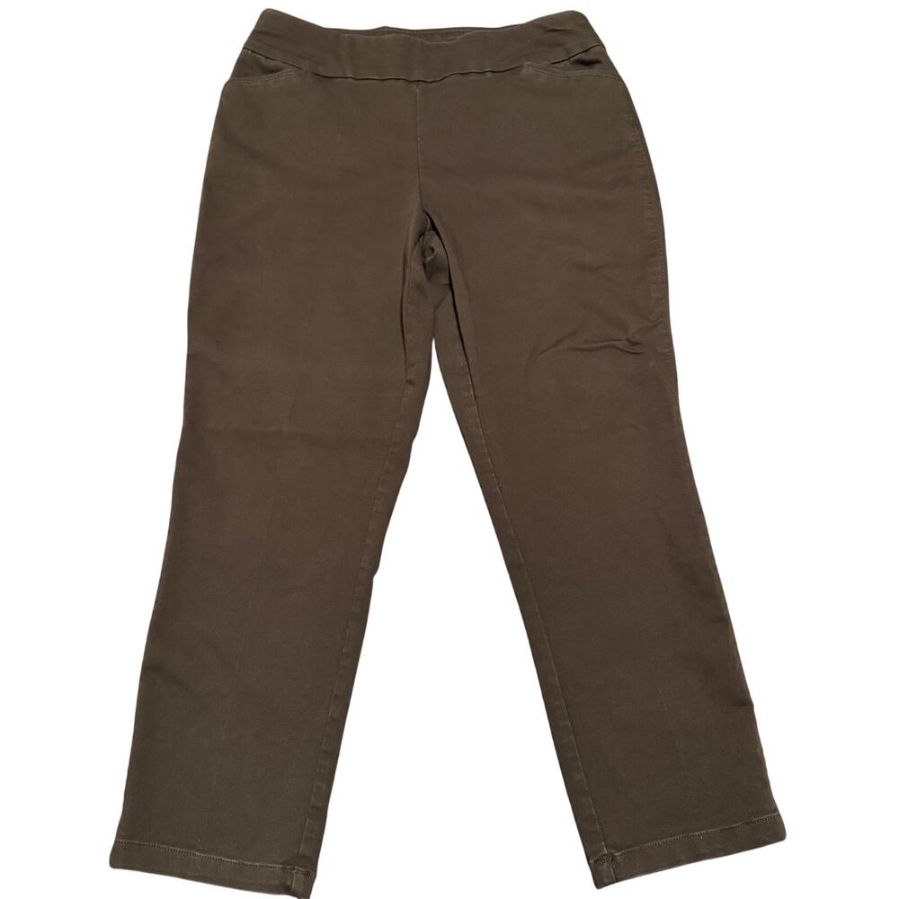 Croft & Barrow Women 14 Short Effortless Stretch Pant Brown Pull On Straight Leg